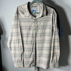 Columbia Grey-Striped Cotton Blend Long-Sleeve Button-Up SZ XL